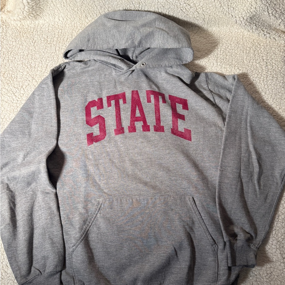 Gray Hoodie with Red STATE Print Size Medium